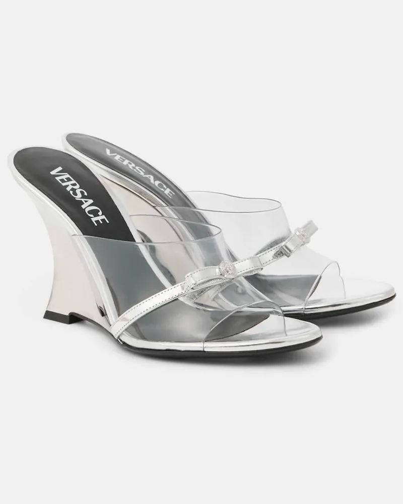 Versace Wedge-Pantoletten Gianni Ribbon 95 Silber