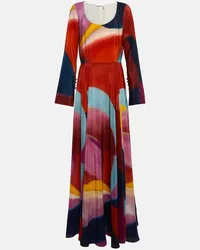 Chloé Chloe Bedrucktes Maxikleid aus Seide Multicolor