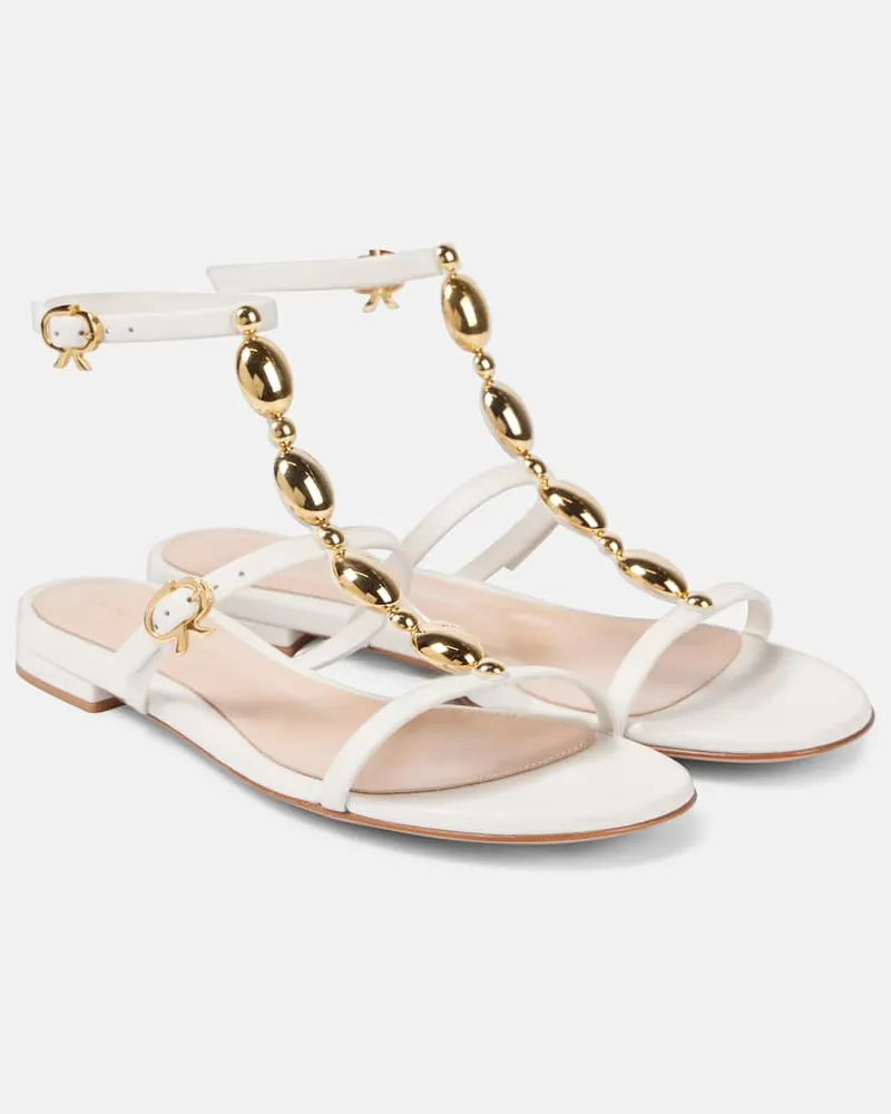 Gianvito Rossi Verzierte Sandalen aus Leder Weiß