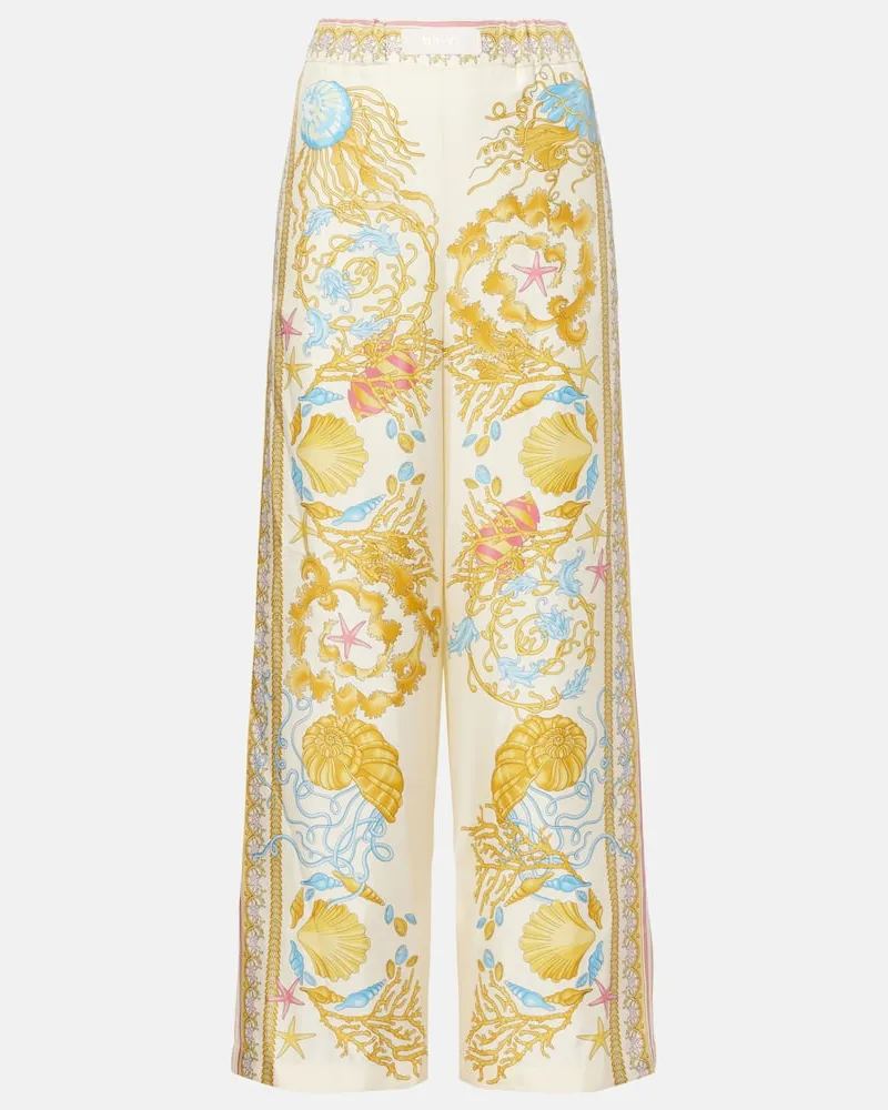 Versace Palazzo-Hose Underwater Barocco aus Seide Gold