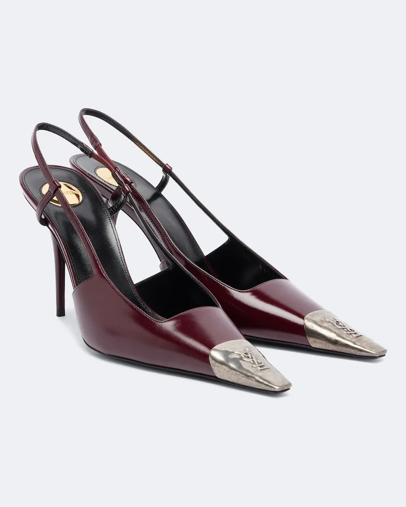 Saint Laurent Slingback-Pumps Jeanne aus Leder Burgunderrot