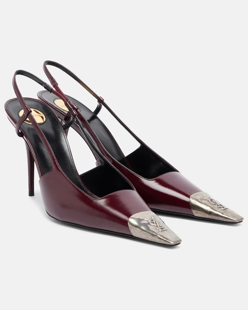 Saint Laurent Slingback-Pumps Jeanne aus Leder Burgunderrot
