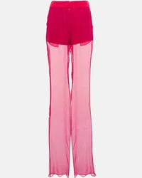 Nensi Dojaka Mid-Rise-Hose aus Seide Pink