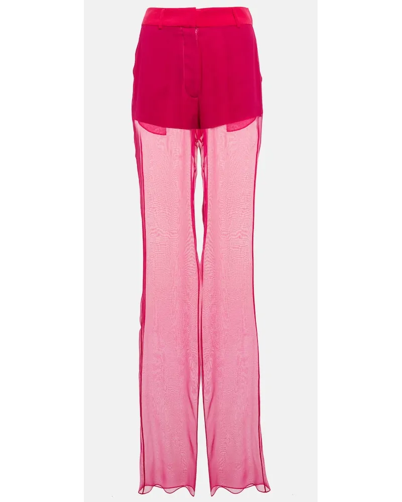 Nensi Dojaka Mid-Rise-Hose aus Seide Pink