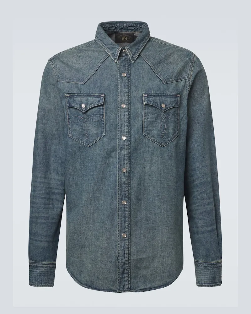 RRL Jeanshemd Buffalo West Blau