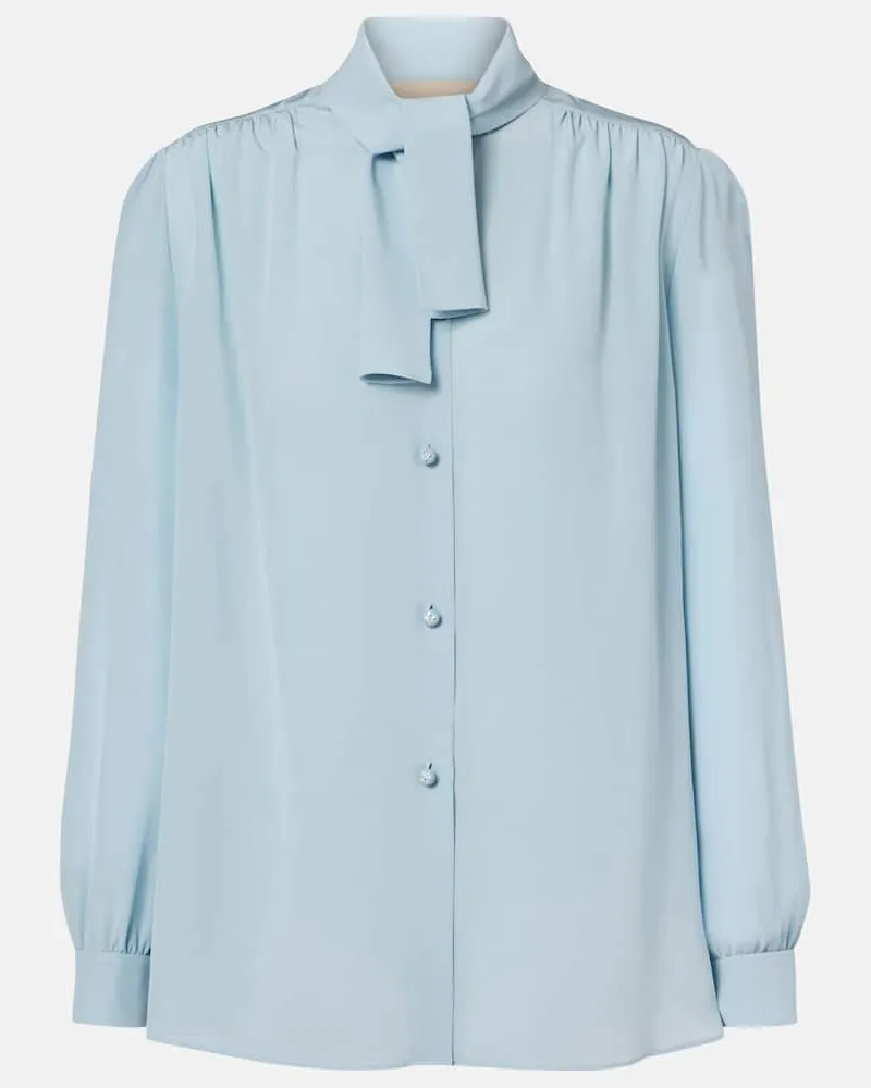 Valentino Garavani Schluppenbluse aus Crêpe de Chine aus Seide Blau