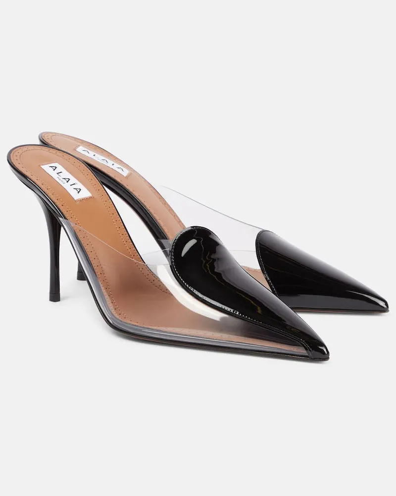 Alaïa Alaïa Mules Le Cœur Abstrait 90 mit Lackleder Schwarz