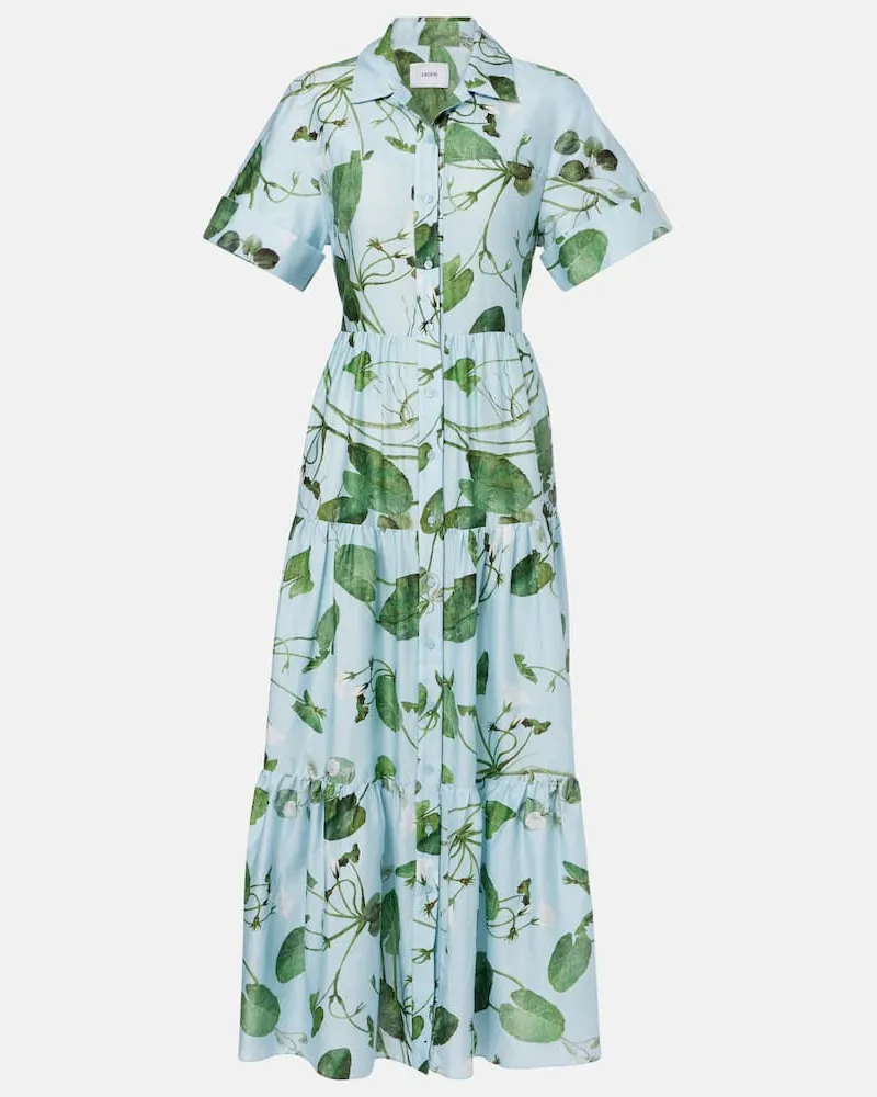 Erdem Midikleid aus Baumwolle Blau