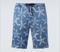 Bedruckte Bermuda-Shorts aus Denim