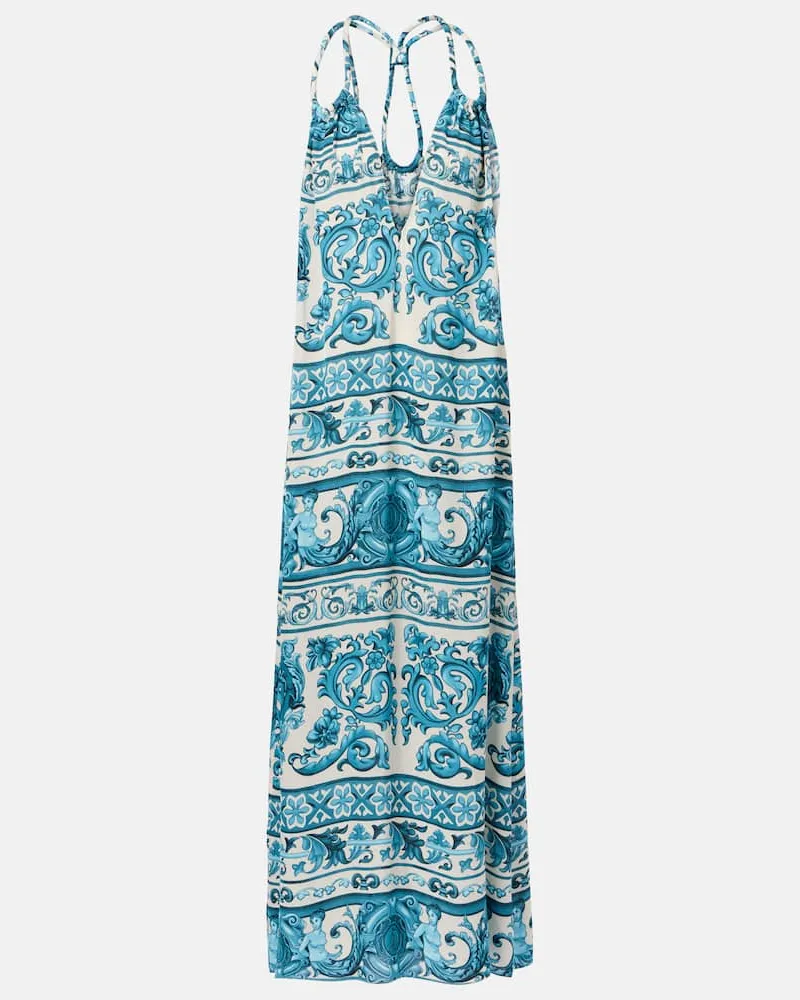 Adriana Degreas Maxikleid aus Satin Blau