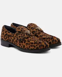 Prada Bedruckte Loafers aus Kalbshaar Braun