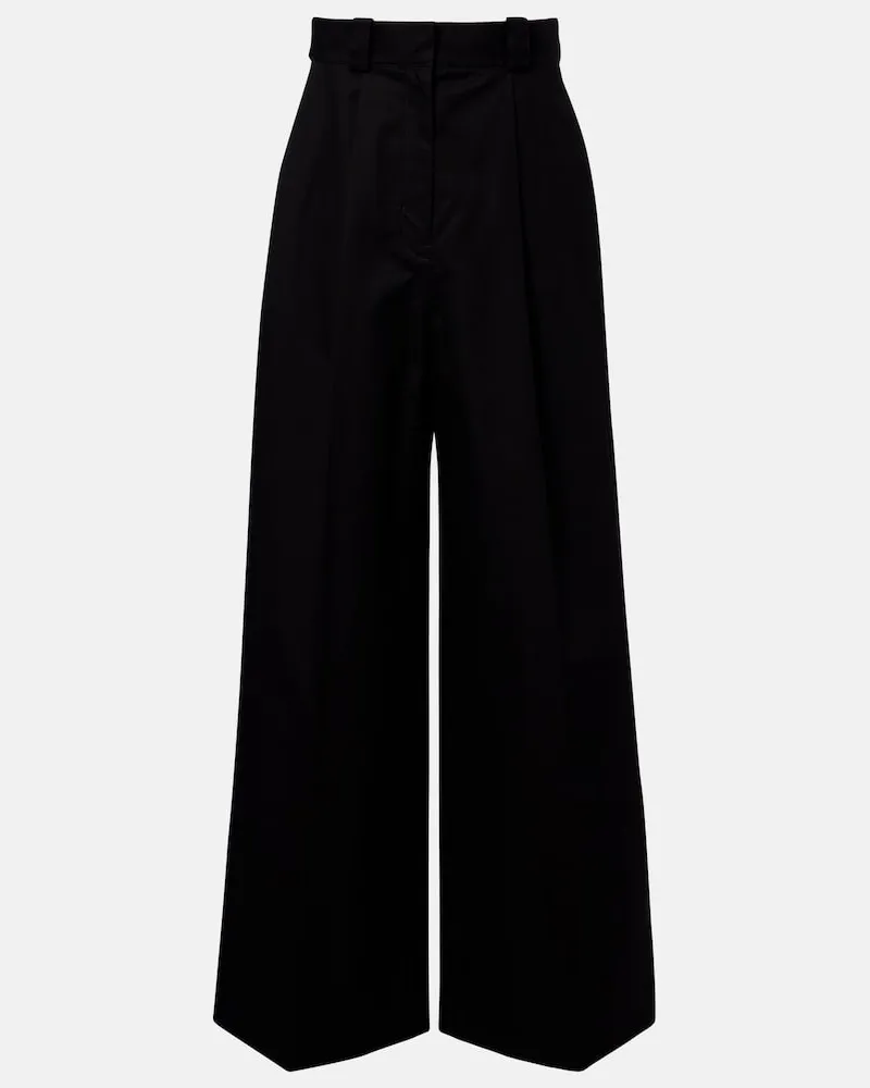 Balenciaga Weite Hose aus Baumwoll-Twill Schwarz