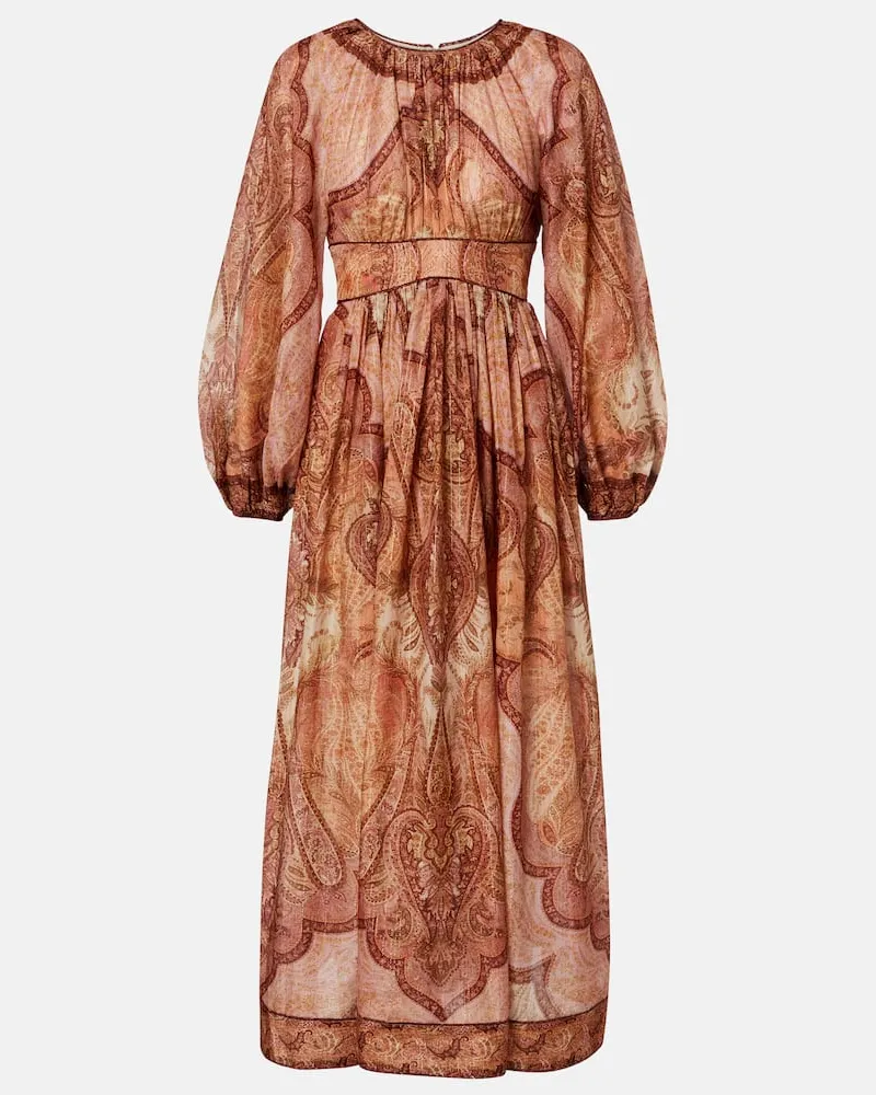 Zimmermann Bedrucktes Midikleid Wanderlust Burgund