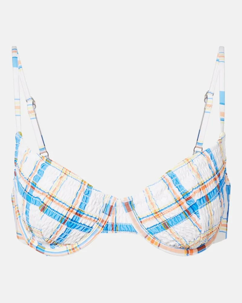 Ralph Lauren Kariertes Bikini-Oberteil Weiß