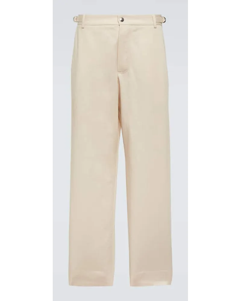 Jacquemus Hose Le Pantalon Jean aus Baumwolle und Leinen Beige