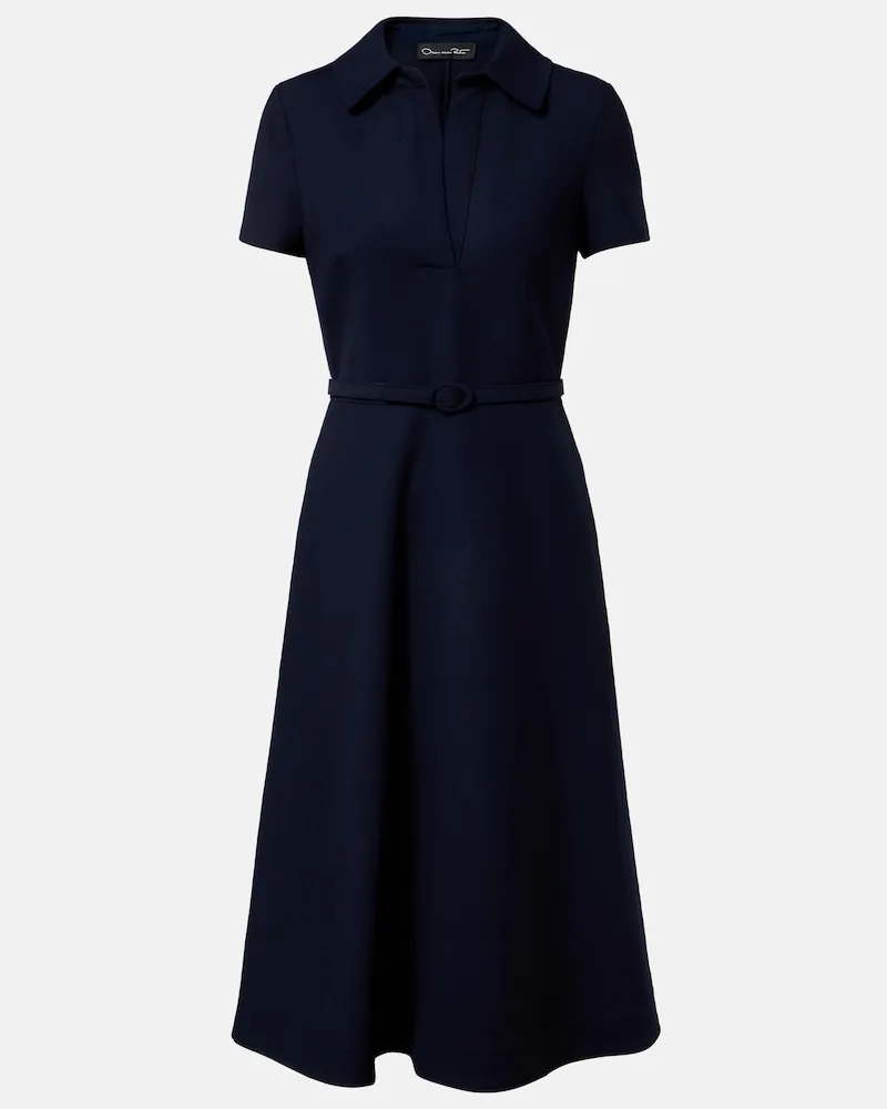 Oscar de la Renta Midikleid aus einem Wollgemisch Blau