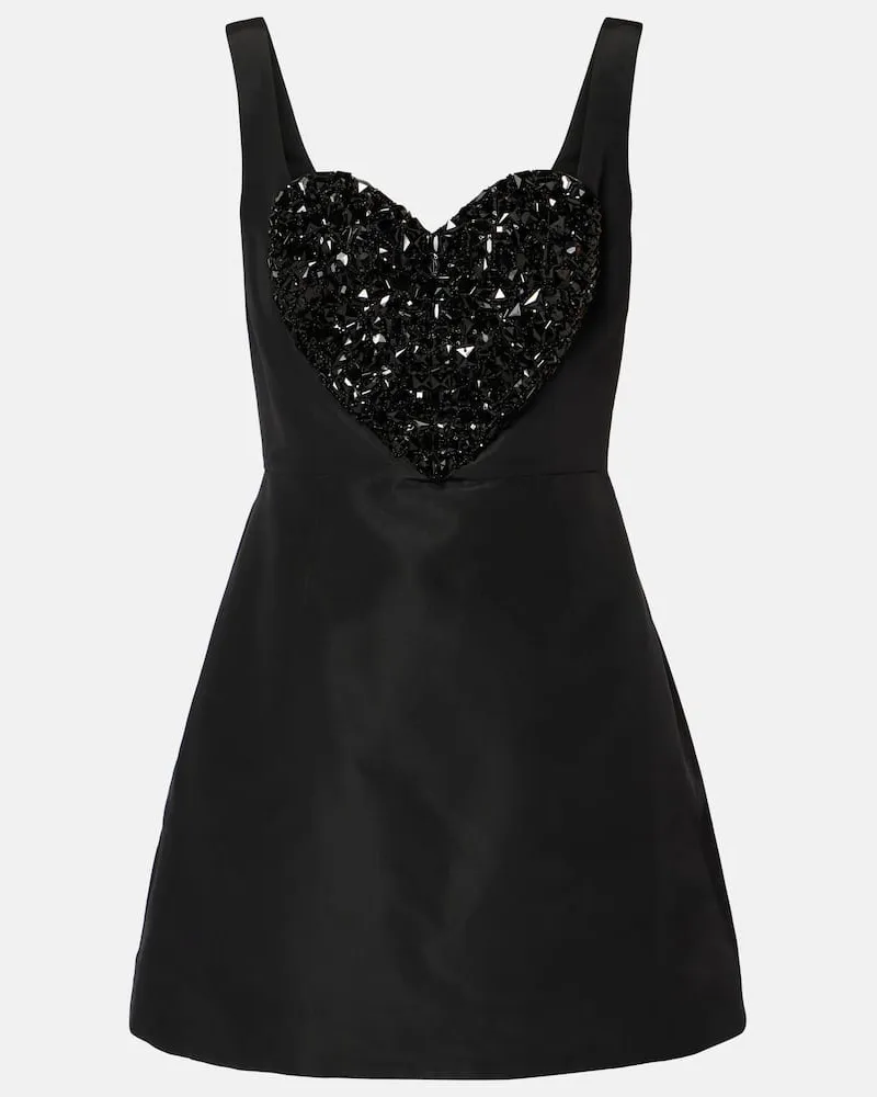 Carolina Herrera New York Verziertes Minikleid aus Seide Schwarz