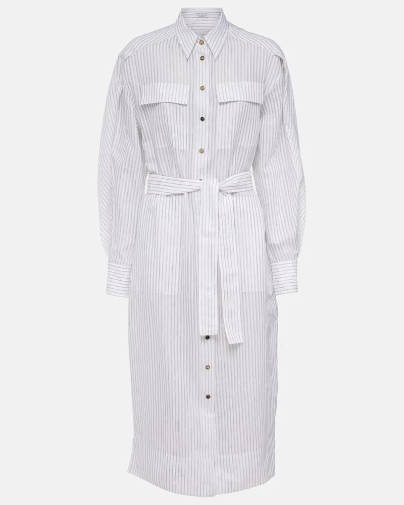 Brunello Cucinelli Hemdblusenkleid aus einem Baumwollgemisch Weiß