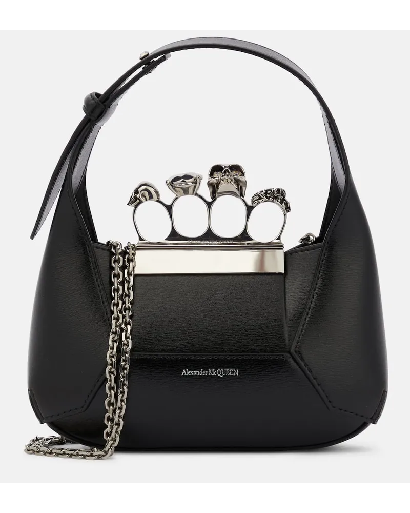 Alexander McQueen Tote Jewelled aus Leder Schwarz