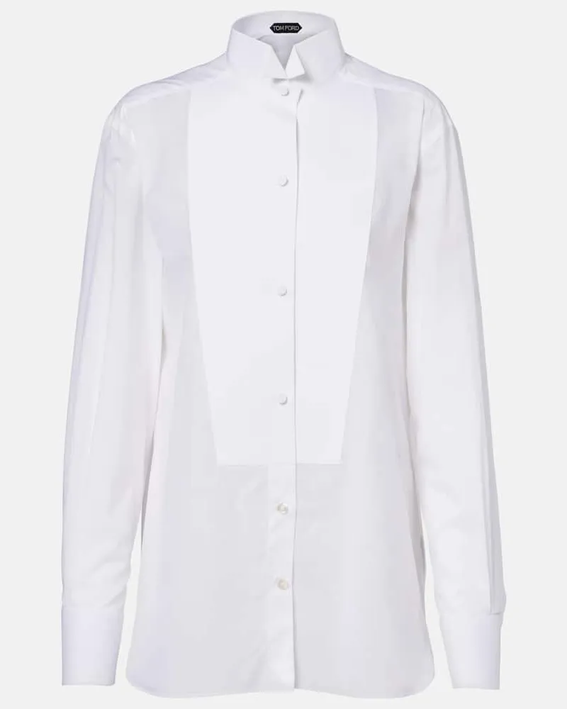 Tom Ford Hemd aus Baumwoll-Voile Weiß