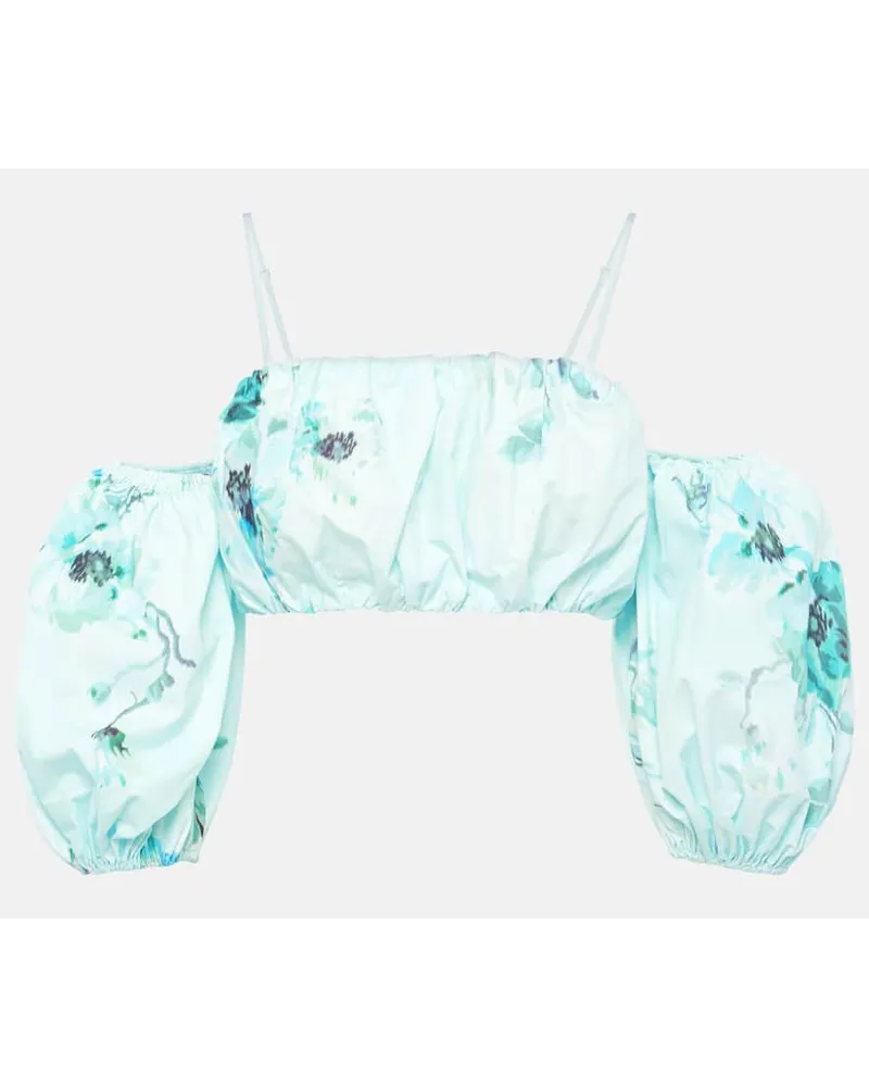 Zimmermann Cropped-Top Lightburst aus Baumwolle Blau