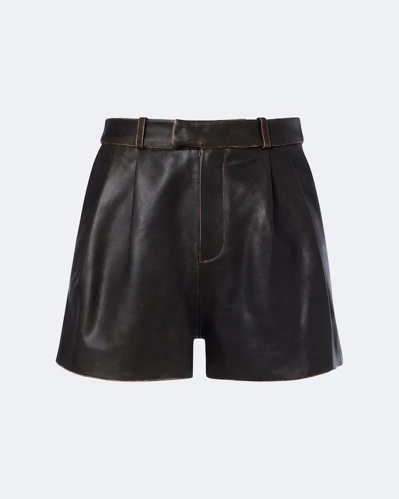 Arma High-Rise Shorts aus Leder Braun