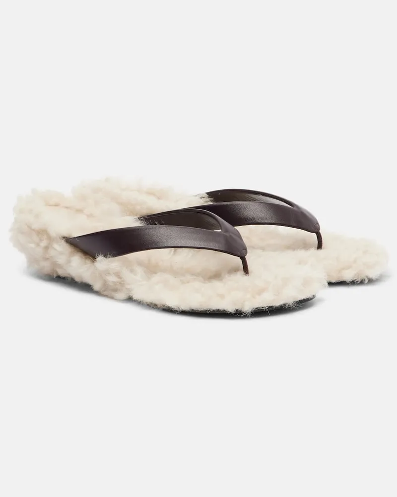 Le Monde Béryl Le Monde Béryl Sandalen aus Leder mit Shearling Braun