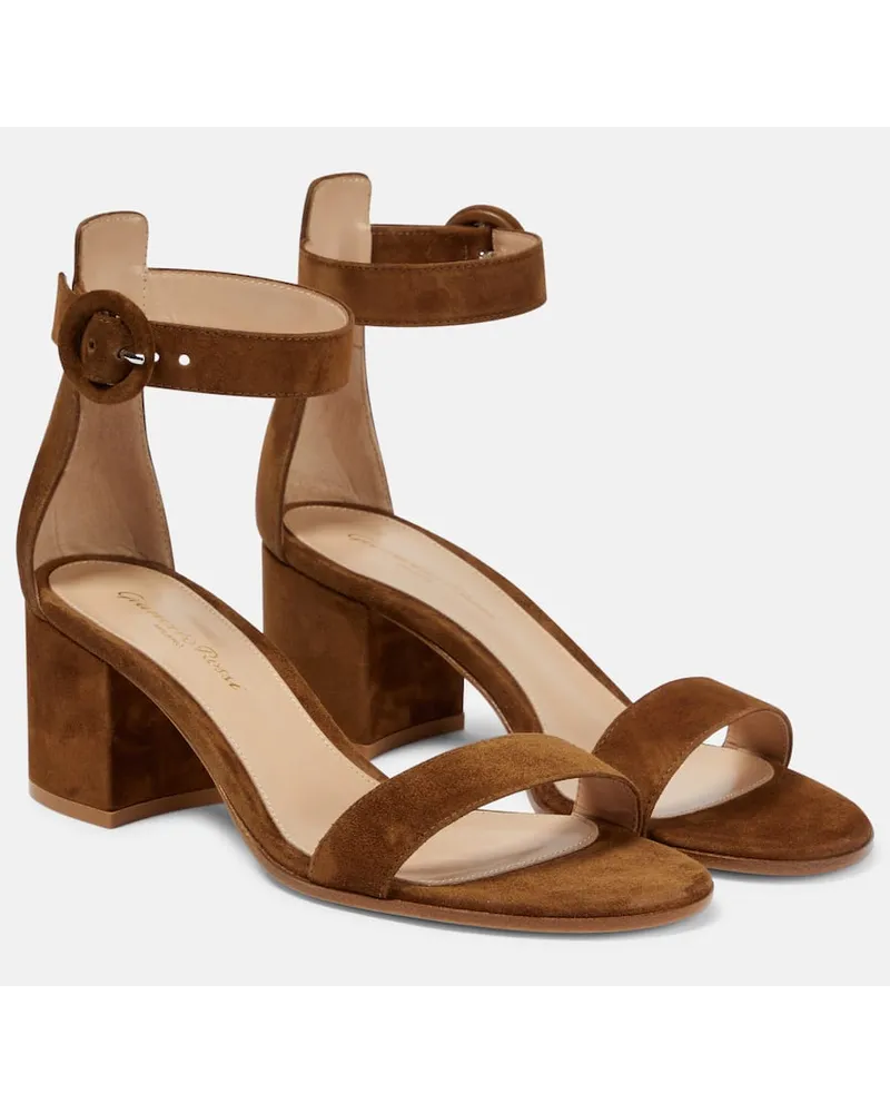 Gianvito Rossi Sandalen Versilia 60 aus Veloursleder Braun