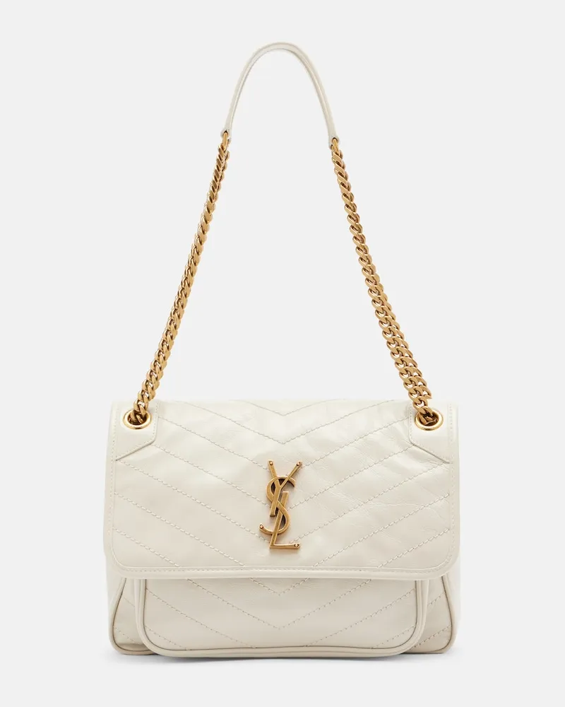 Saint Laurent Schultertasche Niki Medium aus Leder Weiß