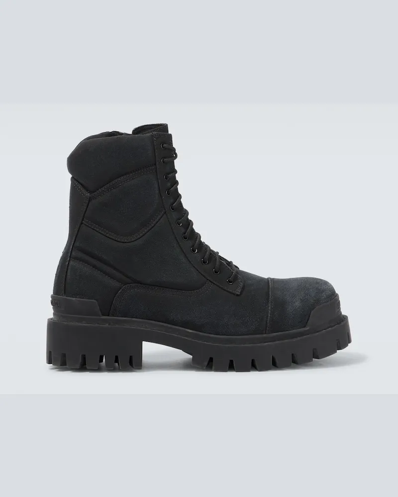 Balenciaga Schnürstiefel Combat Strike aus Canvas Schwarz