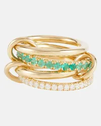 Spinelli Kilcollin Ring Halley aus 18kt Gelbgold mit Diamanten und Smaragden Gold