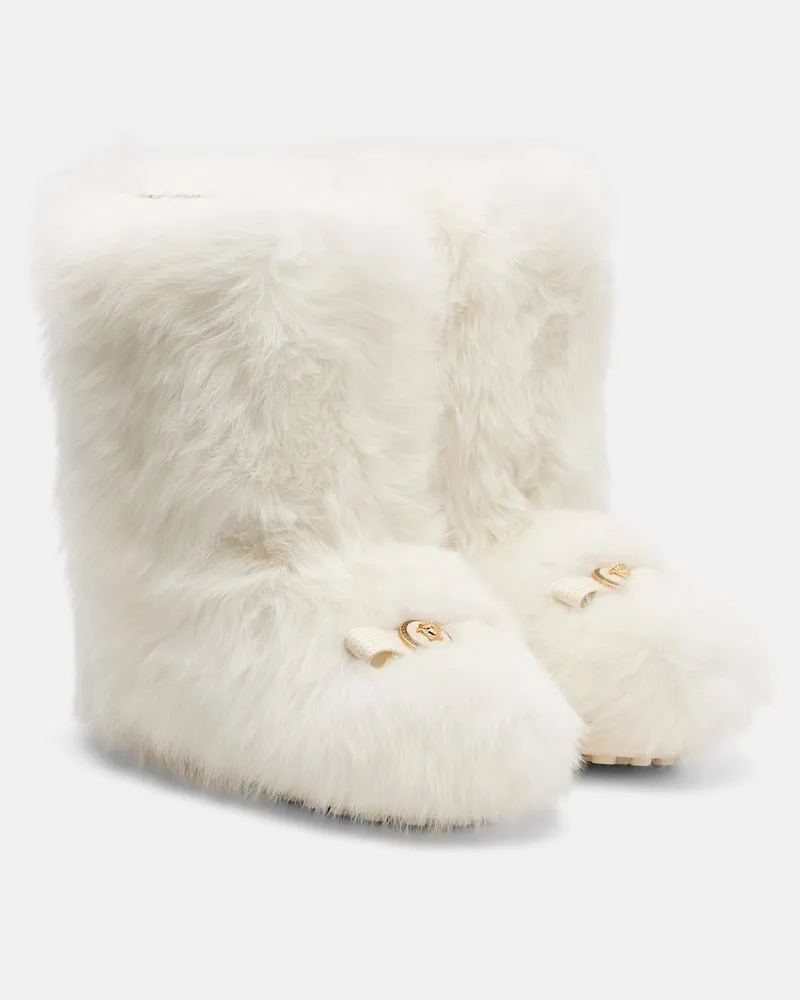 Versace Stiefel aus Shearling Weiß