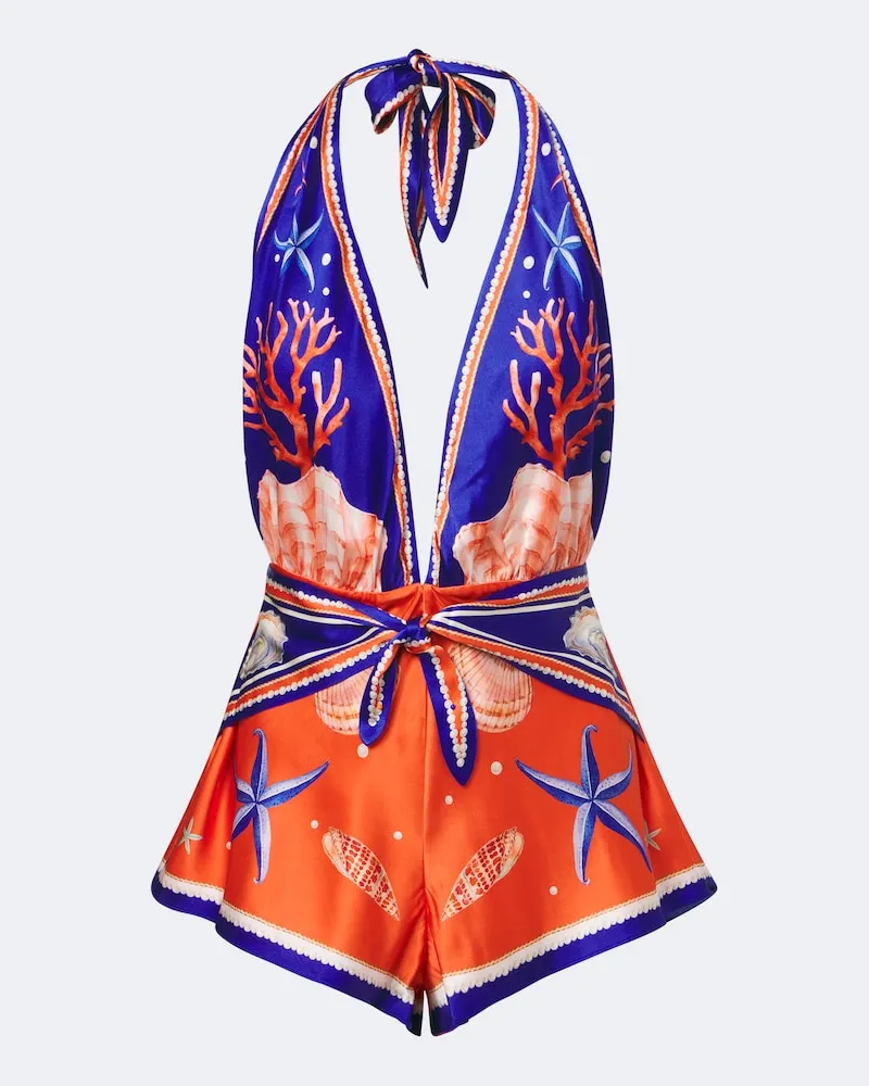 Retrofête Retrofête Romper Ledda aus einem Seidengemisch Multicolor