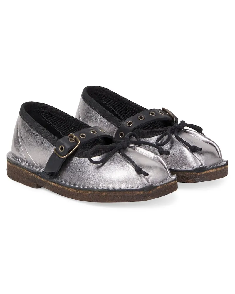 Pepe Jeans PèPè Mary-Jane-Ballerinas aus Metallic-Leder Silber
