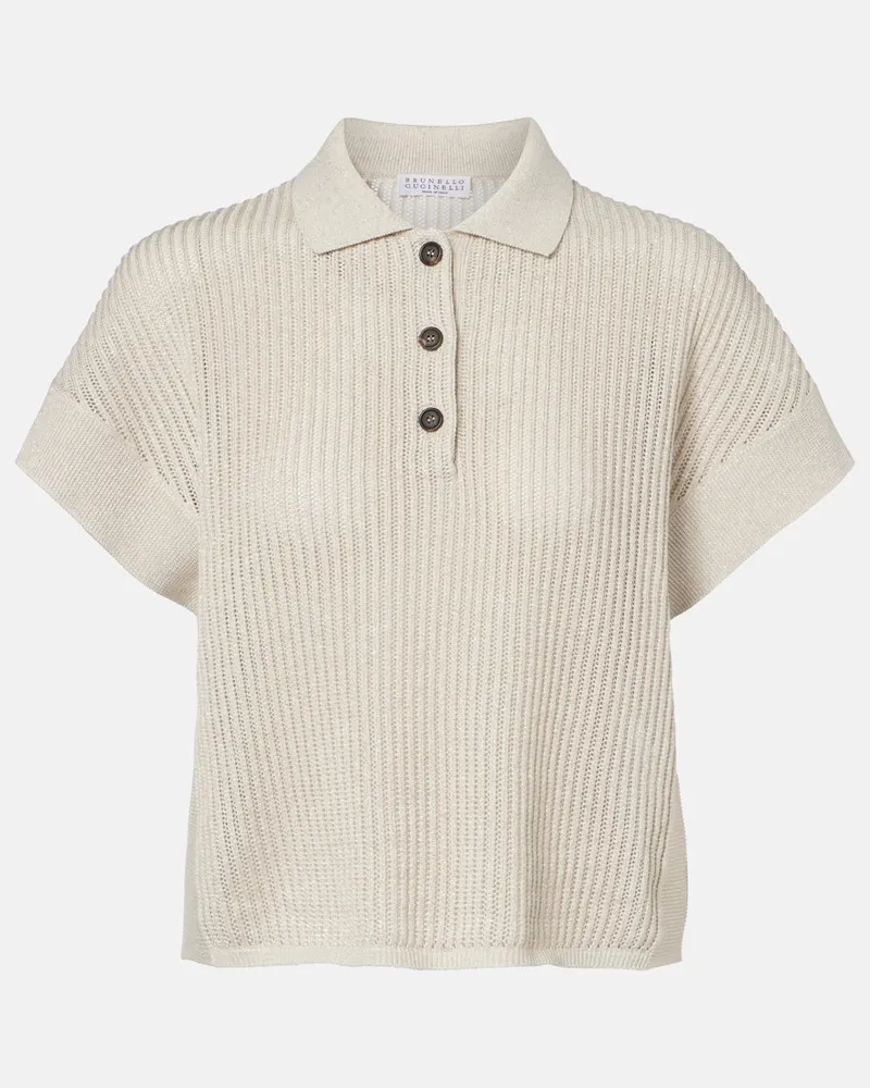 Brunello Cucinelli Polohemd aus einem Baumwollgemisch Beige