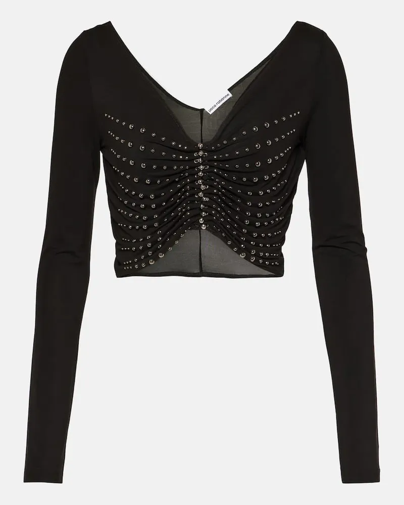 Paco Rabanne Verziertes Cropped-Top Schwarz