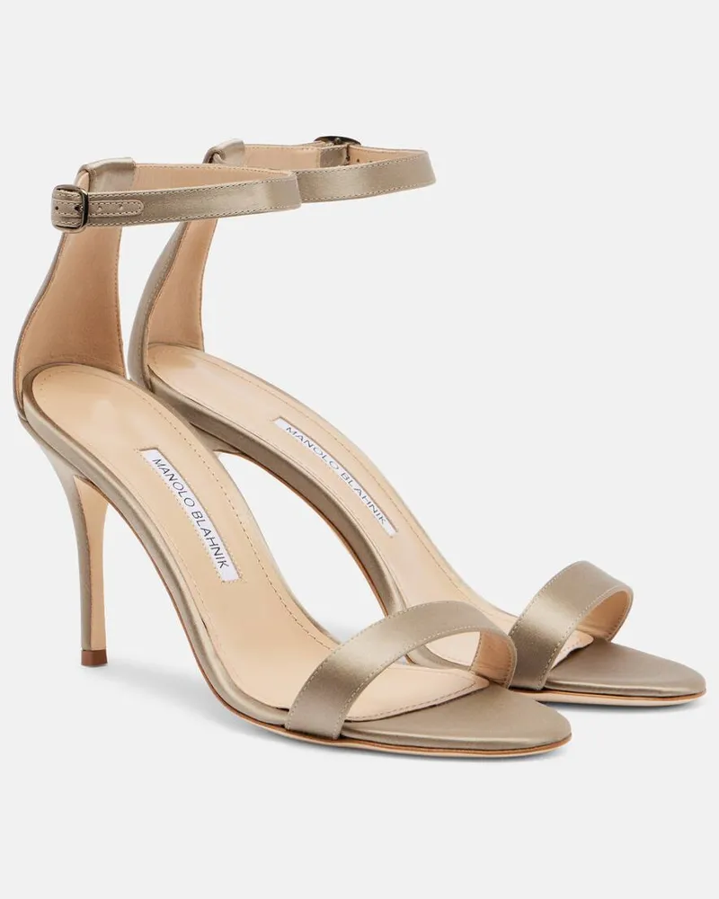 Manolo Blahnik Sandalen Chaos aus Satin Beige