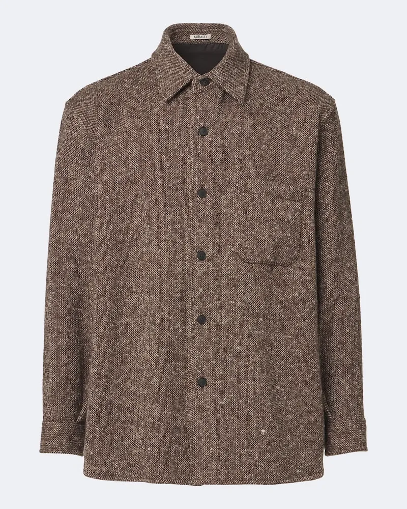 AURALEE Hemdjacke aus Woll-Tweed Braun