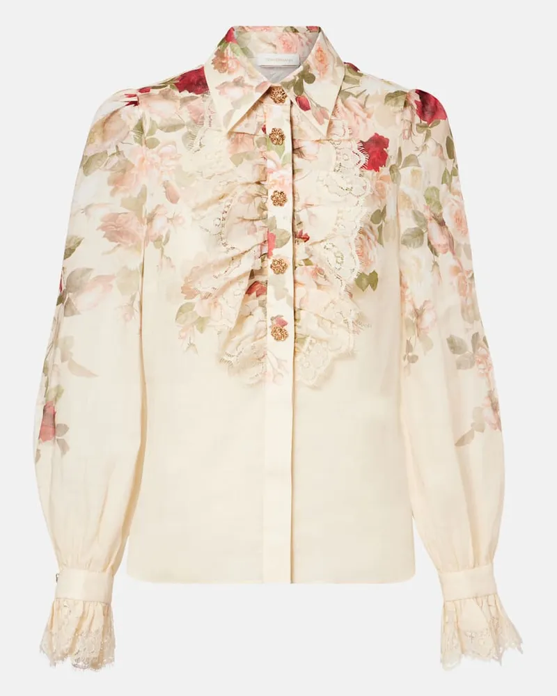 Zimmermann Bluse Hypnotic aus Ramie Beige