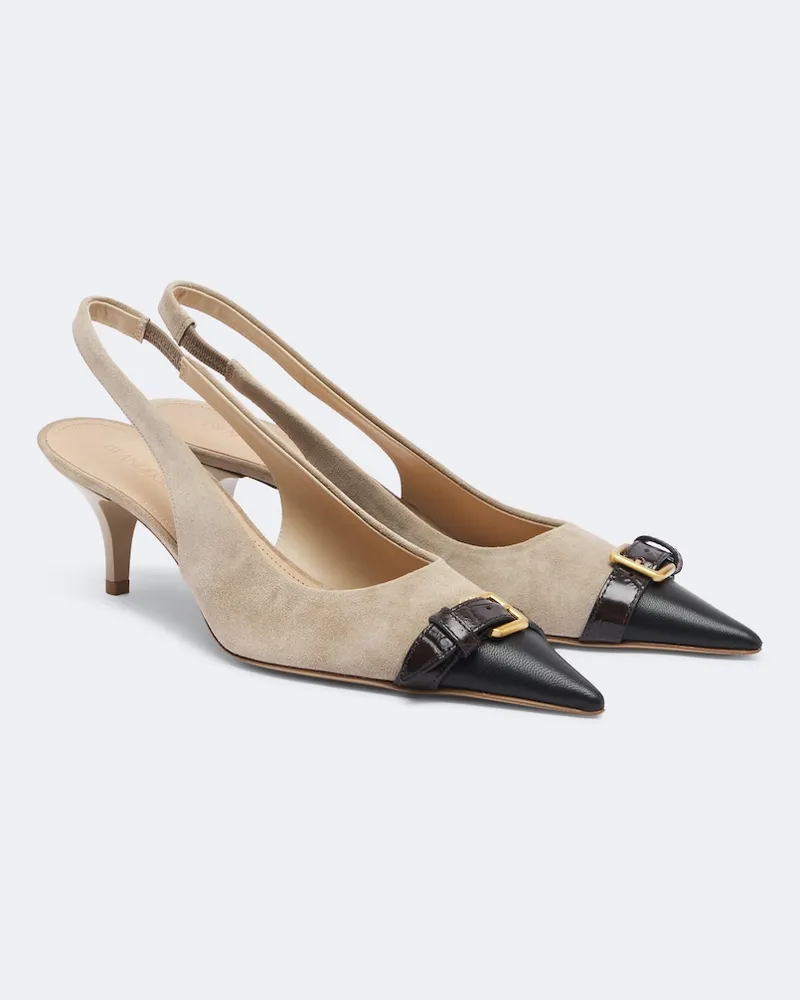 J.W.Anderson Slingback-Pumps aus Veloursleder und Leder Beige