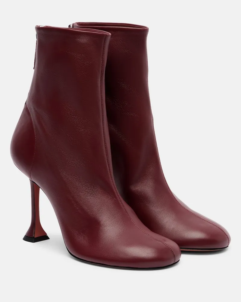 Amina Muaddi Ankle Boots Iris 95 aus Leder Burgunderrot