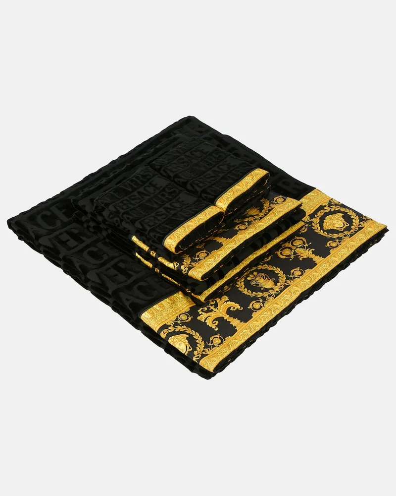 Versace Set Versace Allover aus fünf Handtüchern Schwarz