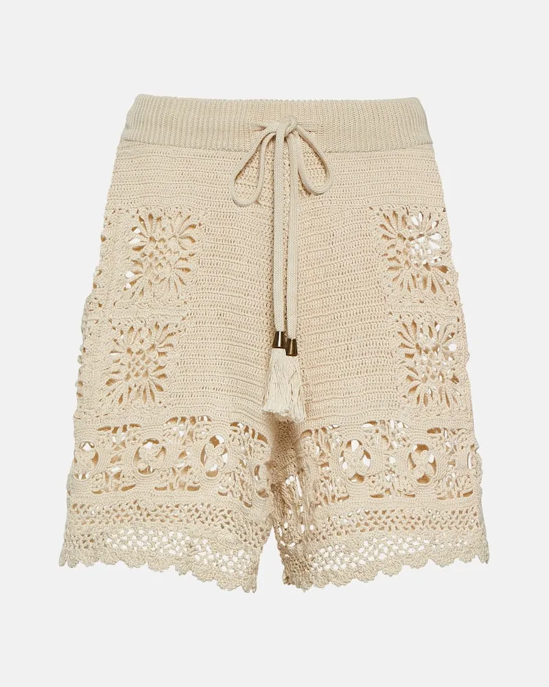 Zimmermann Shorts Chintz aus Häkelstrick Nude