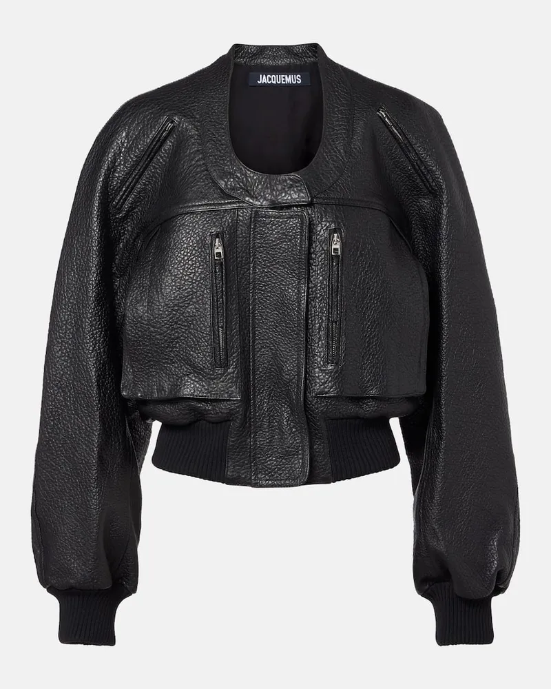 Jacquemus Cropped-Lederjacke Schwarz