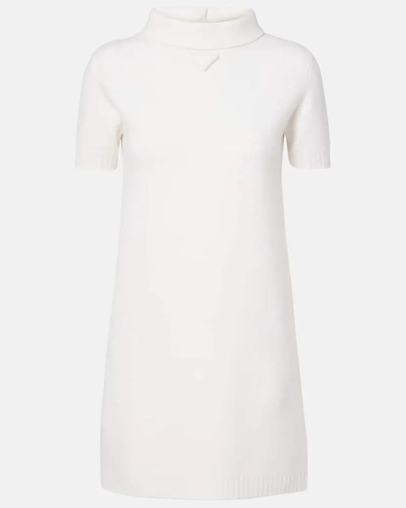 Prada Minikleid aus Schurwolle Weiß