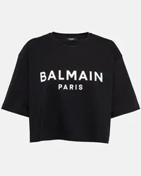 Balmain Cropped-Top aus Baumwoll-Jersey Schwarz