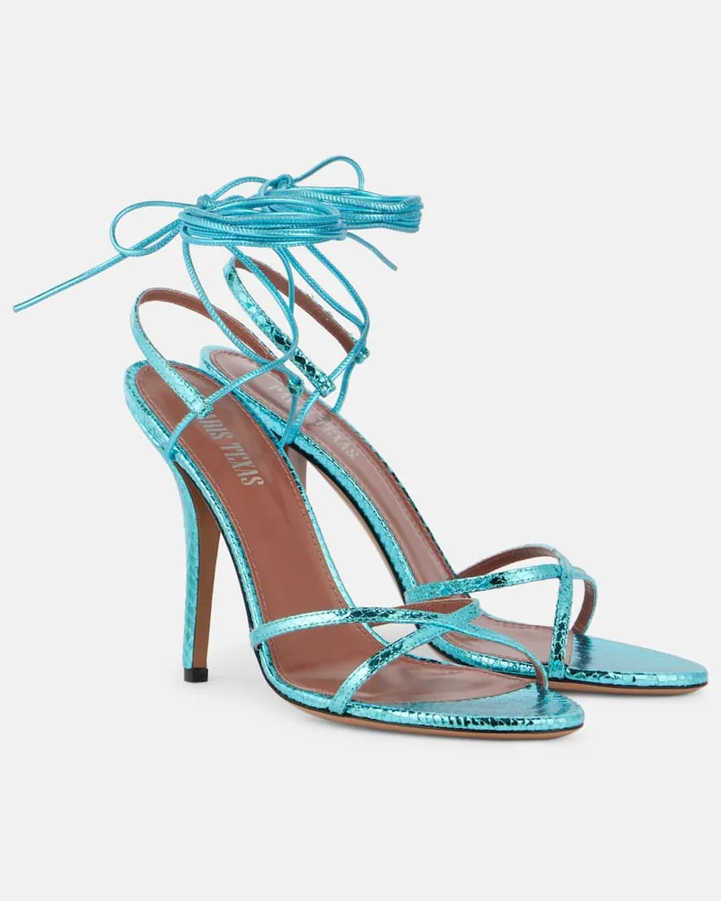 Paris Texas Sandalen Linda 105 aus Metallic-Leder Blau