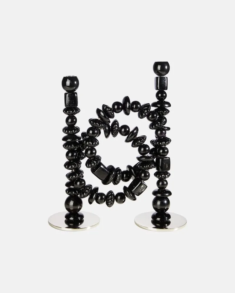 POLSPOTTEN Kerzenständer Beads Schwarz
