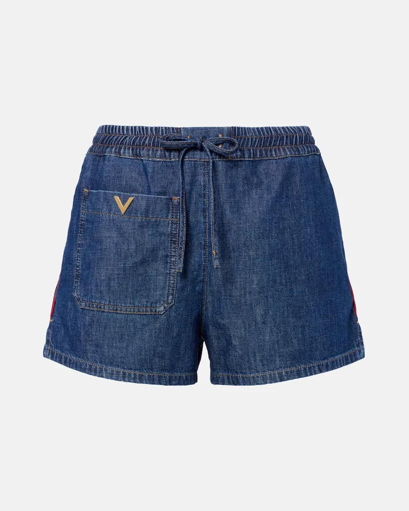 Valentino Garavani Jeansshorts VGold Blau