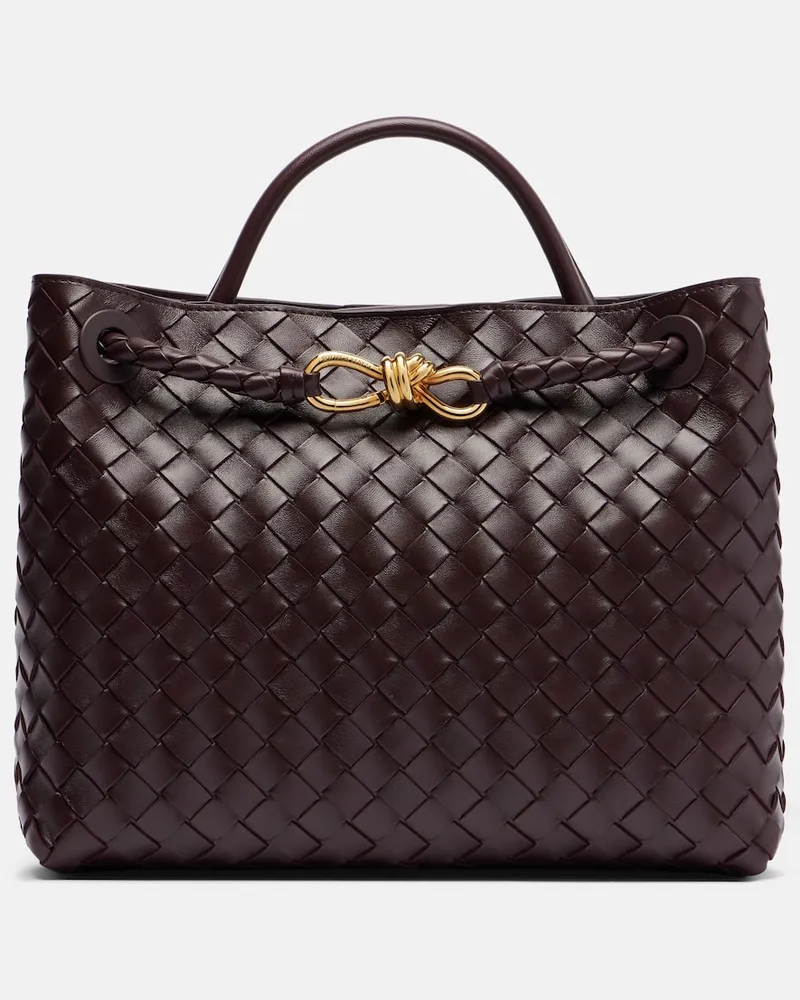Bottega Veneta Tote Bag Andiamo Medium aus Leder Burgund